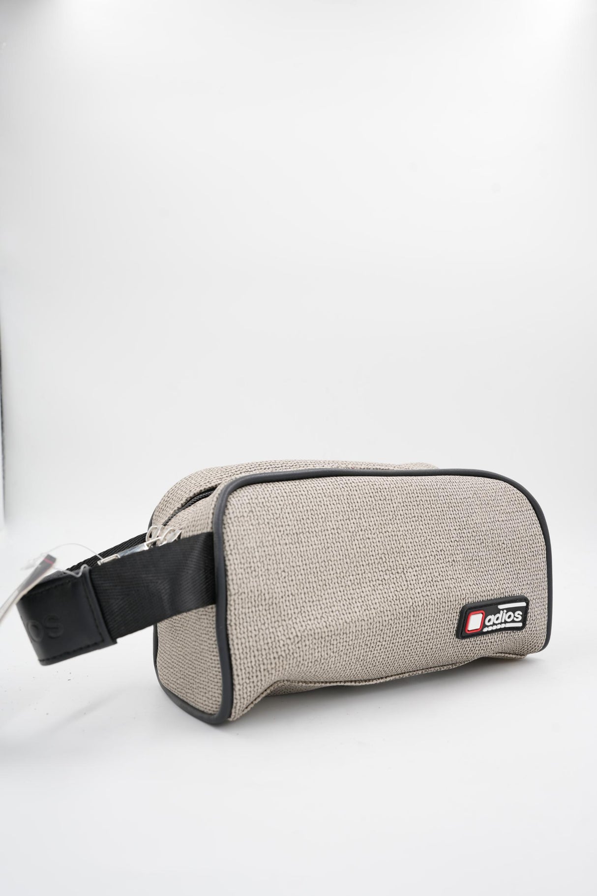 Black Tommy Today toiletry pouch with white script logo and side handle