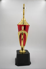 Red and gold award trophy for sports, school, or corporate recognition