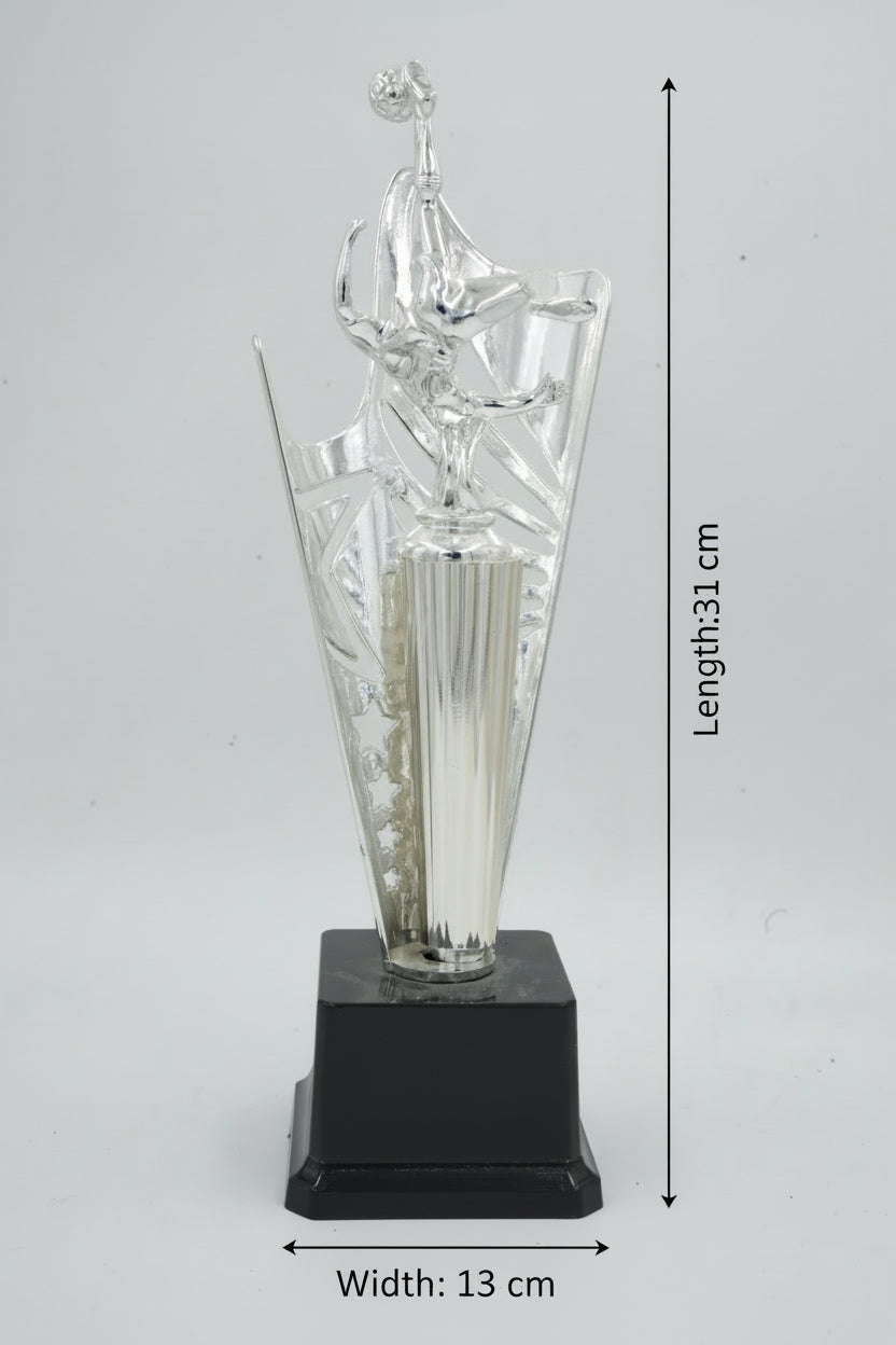 Modern Silver Athlete Figure Trophy - 31cm Tall Competition Award