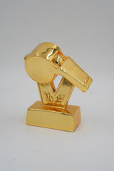 Sports Official thank you trophy, 15cm height, with gold whistle design