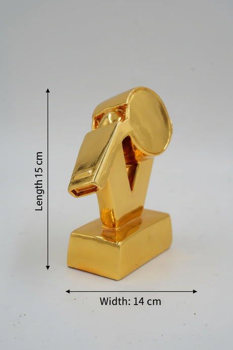 Gold Whistle trophy award on block base for Referee or Coach recognition