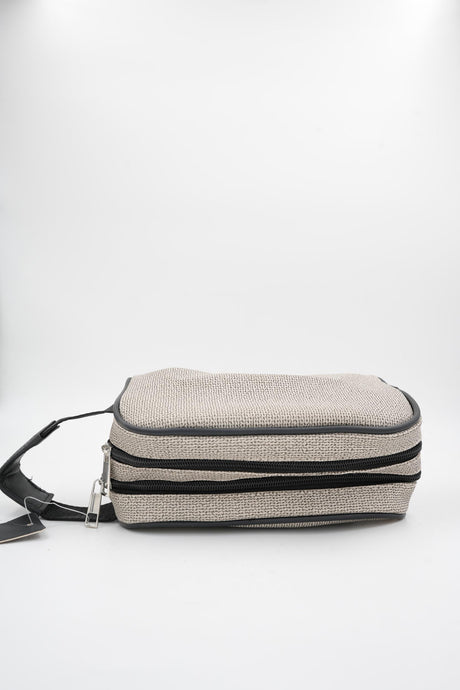 Dark grey zippered travel organizer bag for cosmetics or shaving kit