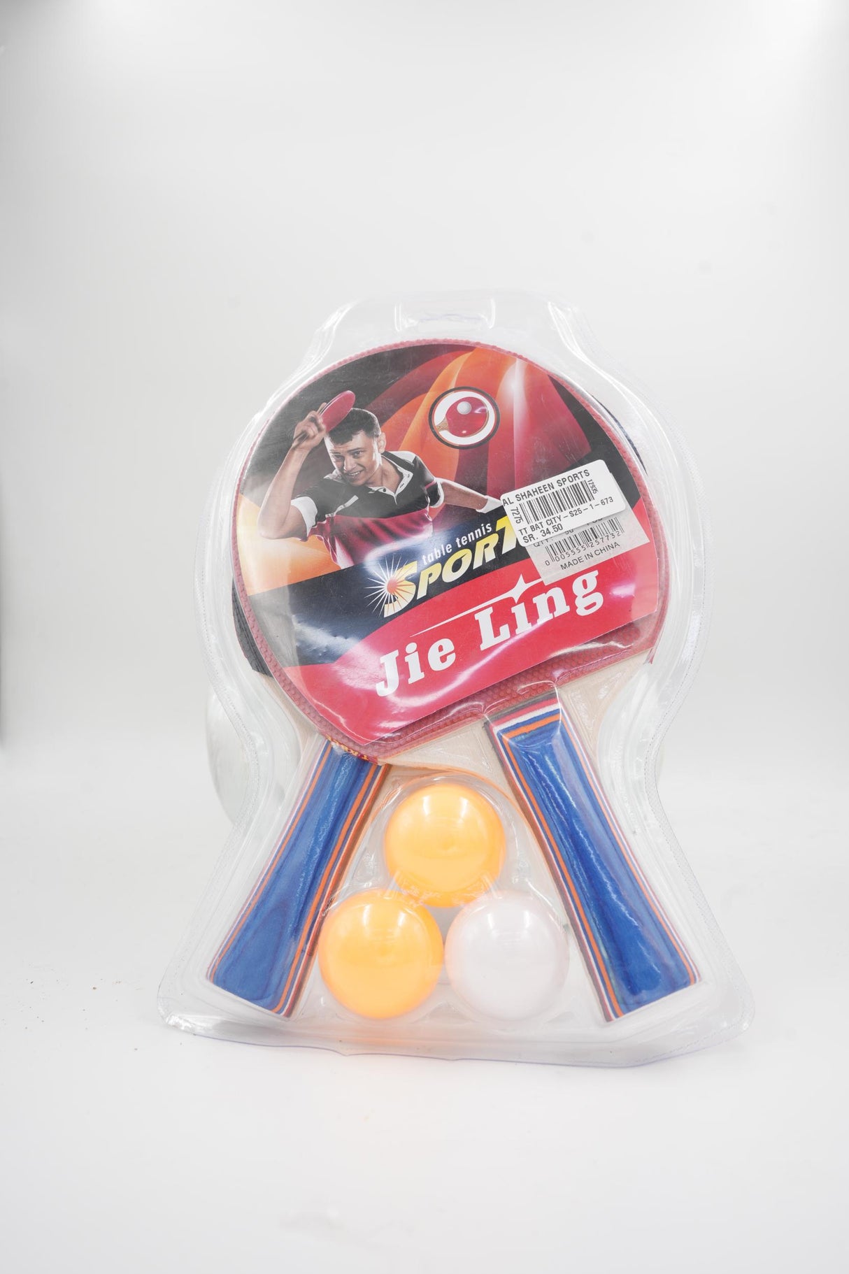 Table tennis ping pong paddles set with orange and white balls