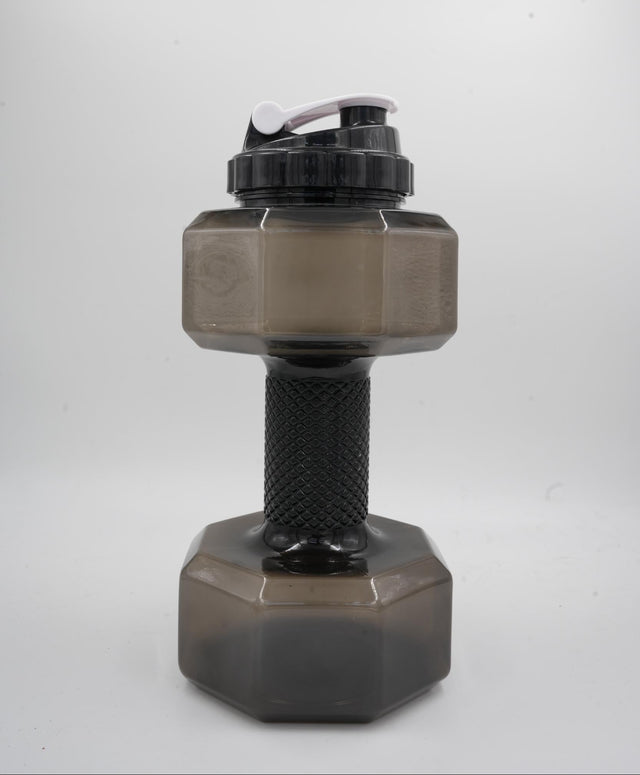 Dumbbell shaped water bottle black color for gym fitness