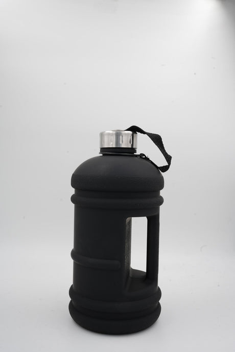 Big capacity sports water bottle black with handle and strap