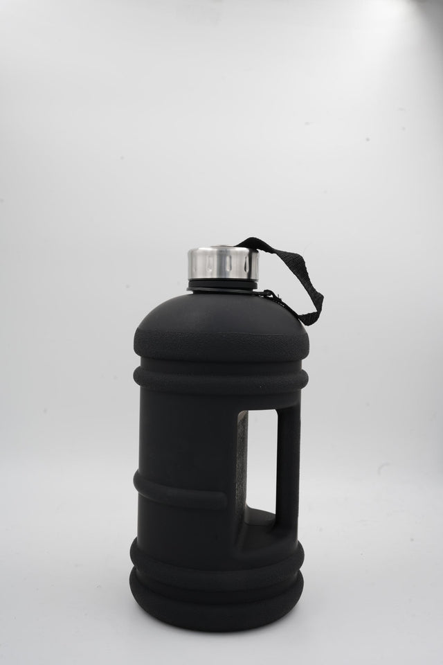 Big capacity sports water bottle black with handle and strap