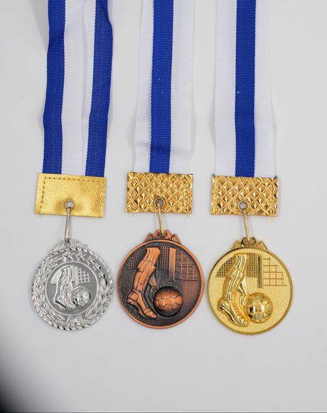 Metal soccer awards with kicking ball design for tournaments