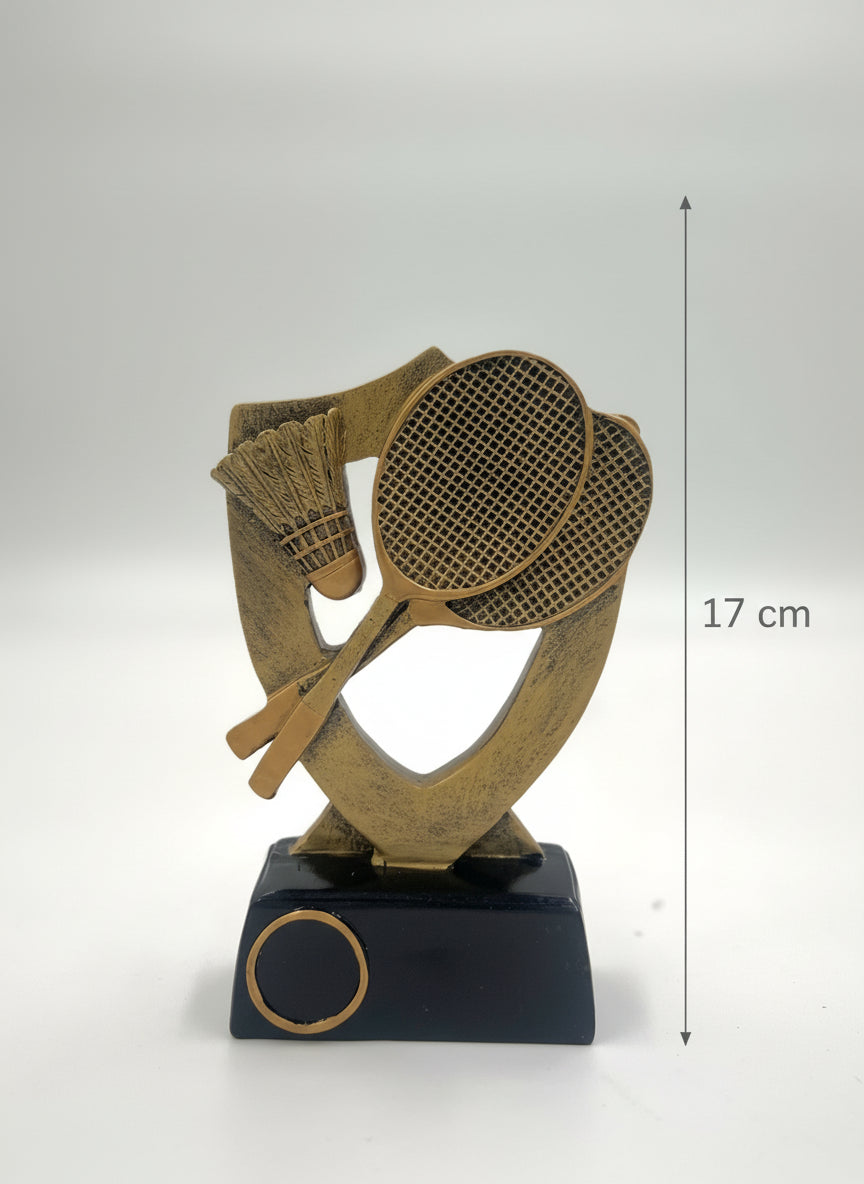 Bronze Tennis Racket Trophy - Racket Sports Champion Award