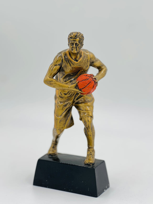 Affordable bronze basketball champion's trophy—perfect for school leagues, corporate events, and youth sports awards.