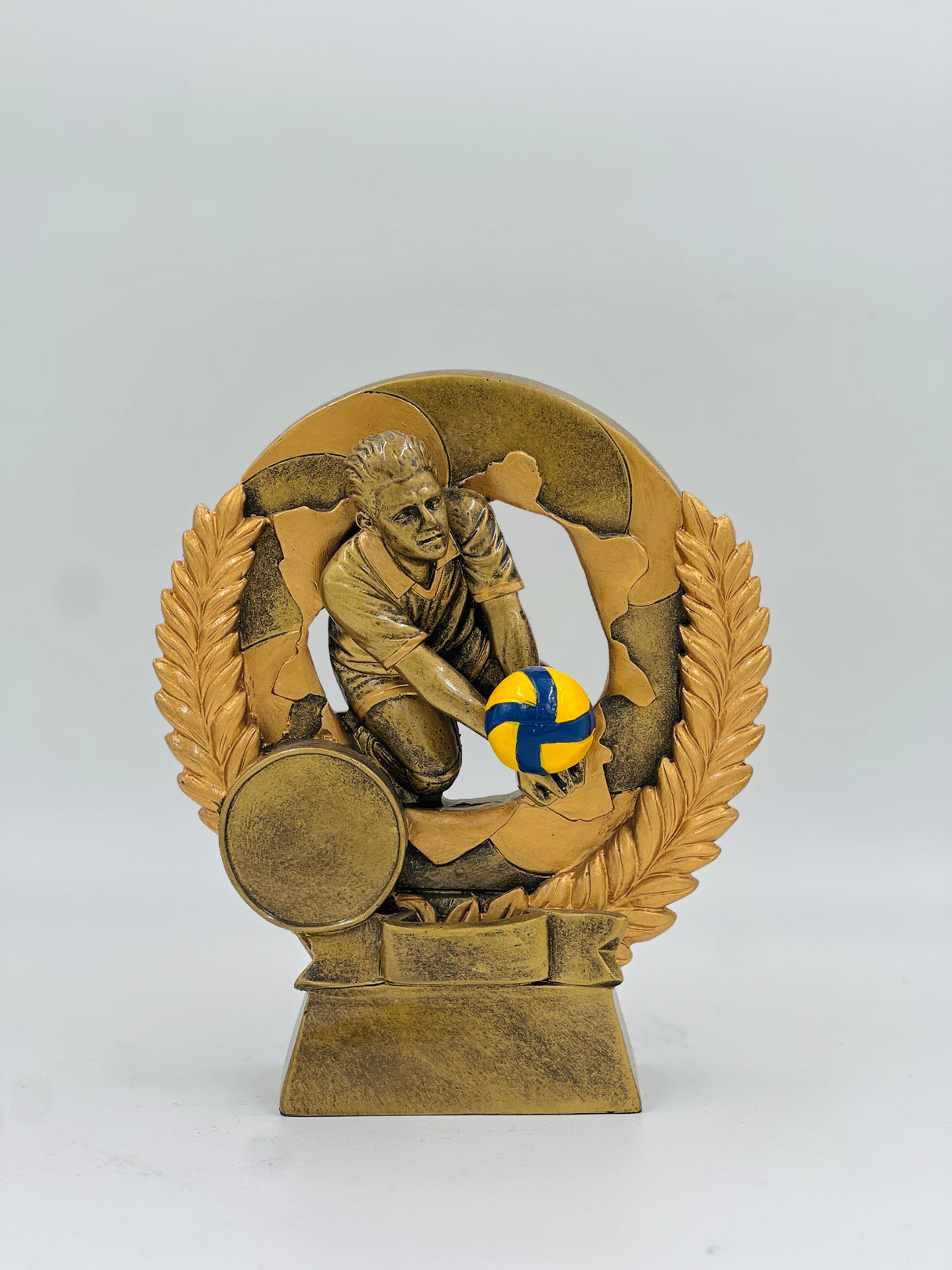 Premium bronze volleyball champion's trophy—ideal for school, club, or beach volleyball league recognition.