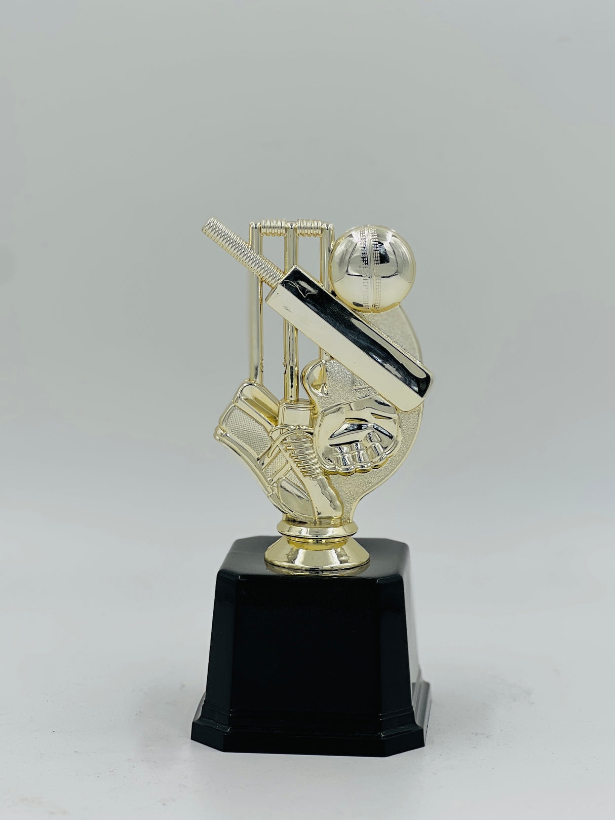 Affordable and timeless gold cricket champion's trophy—a perfect memento for tournament winners or Best Batsman awards.