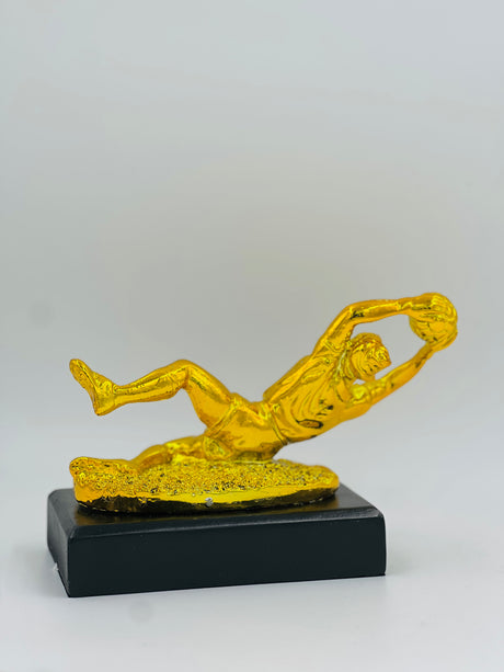 Dynamic gold award for Best Goalkeeper, Defensive Player of the Year, or most crucial save in a football tournament.
