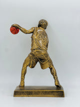 Giant yellow and green resin award cup for Football/Soccer League Champion or Tournament Winner, showing height measurement.