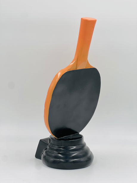 Ping Pong award trophy with a red rubber-textured racket and ball, perfect for tournament winners.