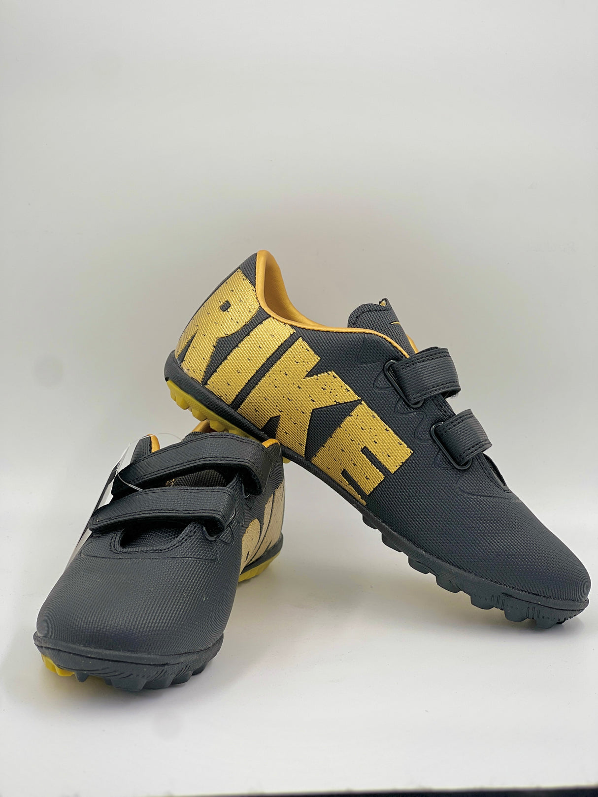 Rike Black & Gold Quick-Fasten Turf Shoes | Non-Slip Performance Footwear