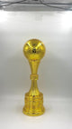 Elegant gold award trophy with a heavily detailed column and high-gloss finish.